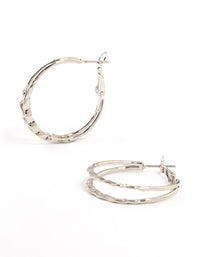 Hammered Silver Double Hoop Earrings - link has visual effect only