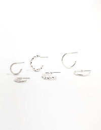 Silver Twisted & Clean Hoop Earrings 3-Pack - link has visual effect only