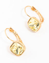 Gold Continental Clip Yellow Diamante Hoop Earrings - link has visual effect only