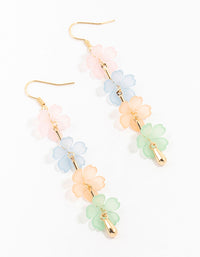 Gold Multicoloured Flower Strand Drop Earrings - link has visual effect only