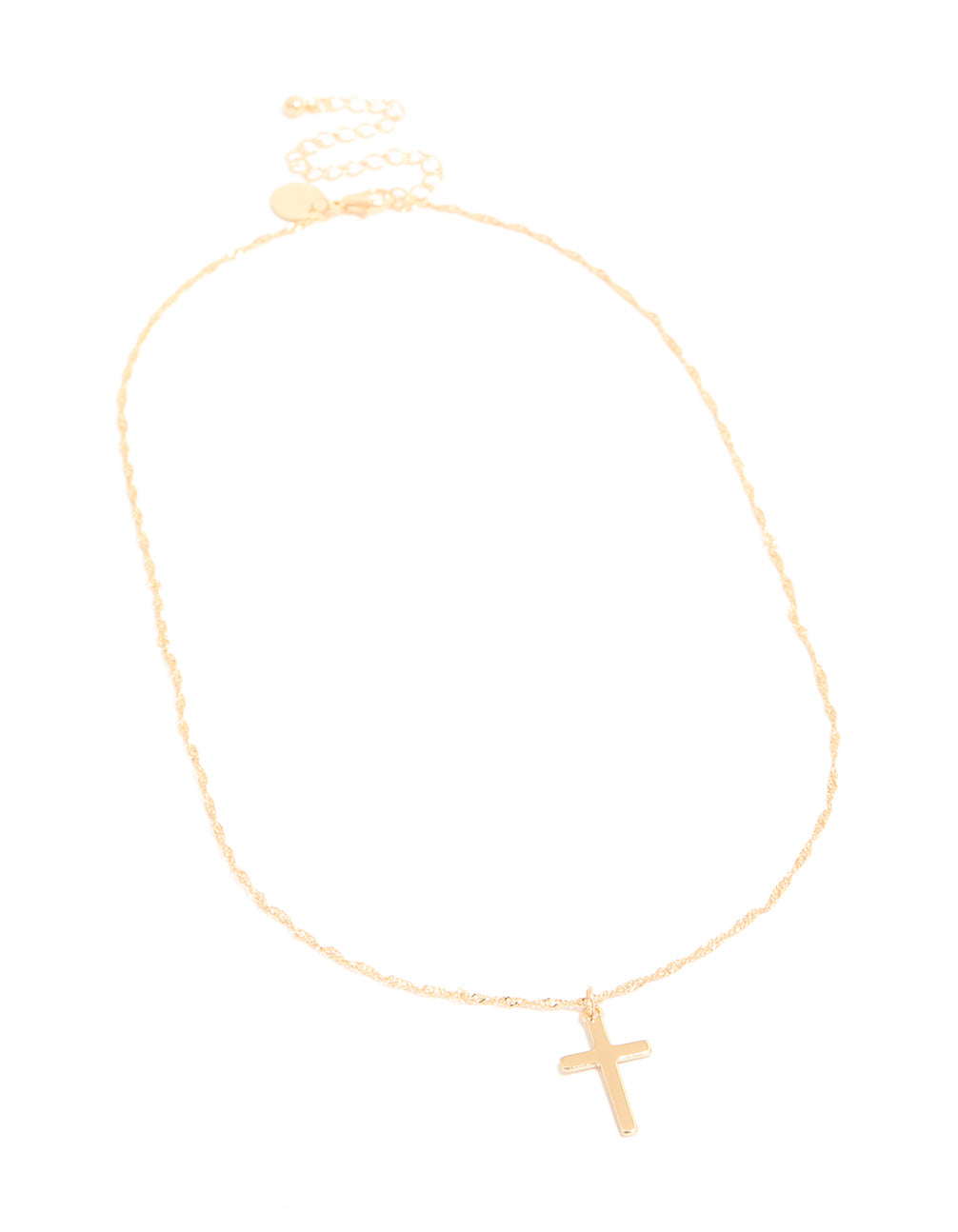 Gold Flat Solid Cross Necklace