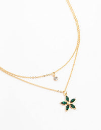Gold Chain Diamante Flower Layered Necklace - link has visual effect only