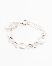 Silver Link & Hearts Bracelet - link has visual effect only
