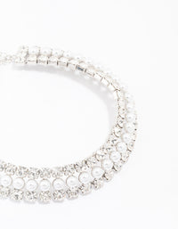 Silver Diamond & Pearl Necklace - link has visual effect only