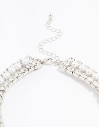 Silver Diamond & Pearl Necklace - link has visual effect only