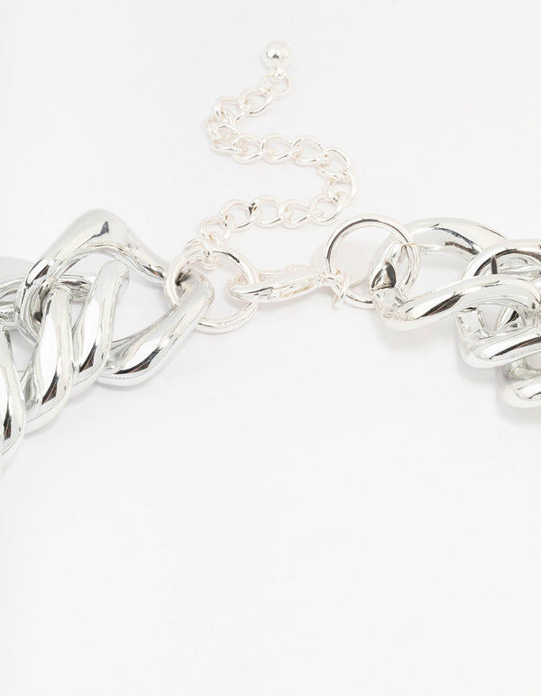Silver Chunky Mixed Chain Necklace