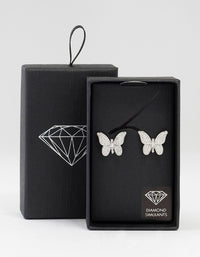 Silver Cubic Zirconia Butterfly Stud Earrings - link has visual effect only
