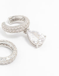 Silver Plated Cubic Zirconia Cuff Earrings 2-Pack - link has visual effect only