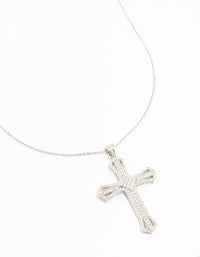 Silver Cubic Zirconia Radiant Cross Necklace - link has visual effect only