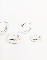 Silver Plated Brass  Graduating Hoop Earrings 3-Pack - link has visual effect only
