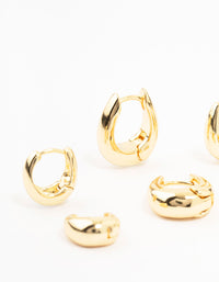 Gold Plated Brass Graduating Taper Hoop Earrings 3-Pack - link has visual effect only