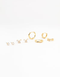 Gold Plated Brass Pave Star & Butterfly Earrings 4-Pack - link has visual effect only