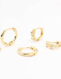 Gold Plated Brass Pave Star & Butterfly Earrings 4-Pack - link has visual effect only