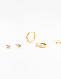 Gold Plated Brass Pearl Stud & Drop Earrings 4-Pack - link has visual effect only