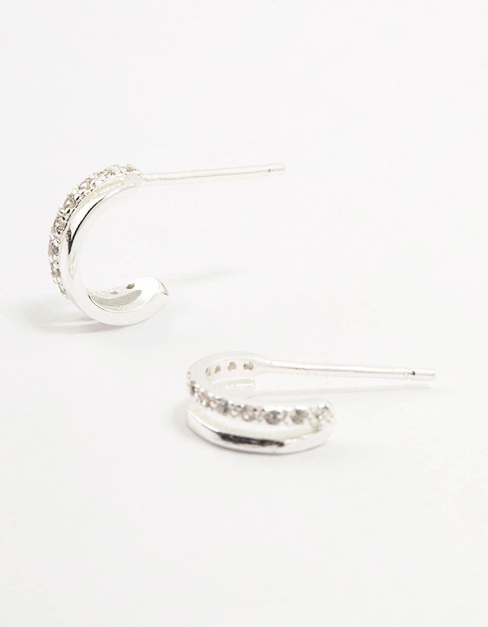 Sterling Silver Cubic Zirconia Double Hoop Earrings