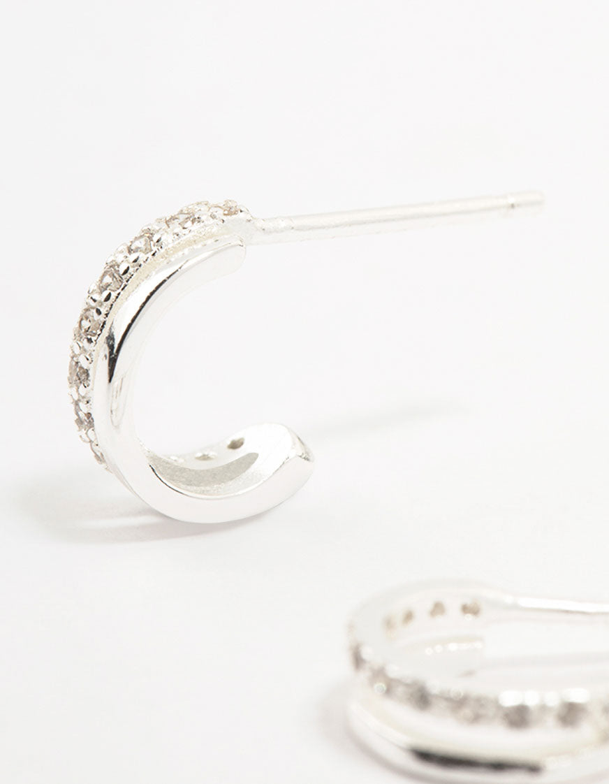 Sterling Silver Cubic Zirconia Double Hoop Earrings
