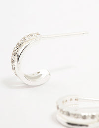 Sterling Silver Cubic Zirconia Double Hoop Earrings - link has visual effect only