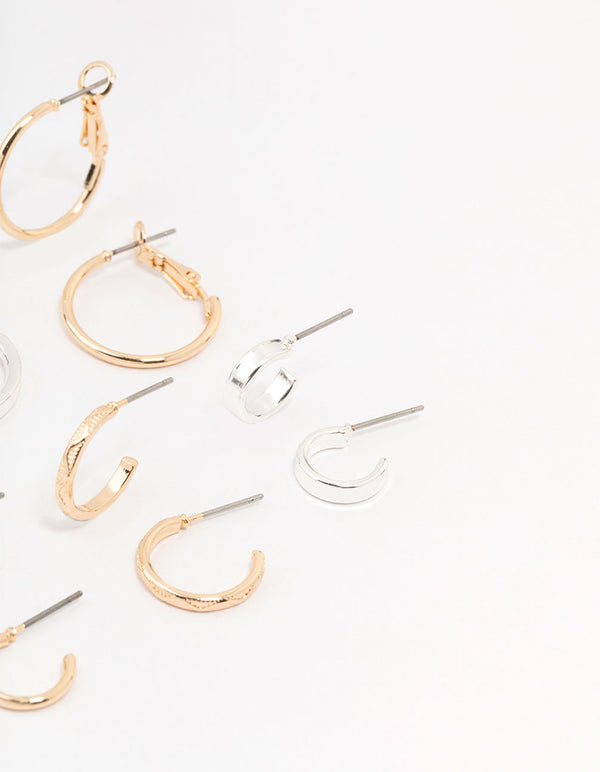 Mixed Metals Diamante Sleeper Earrings 6-Pack