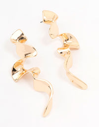 Gold Long Wavy Drop Earrings - link has visual effect only