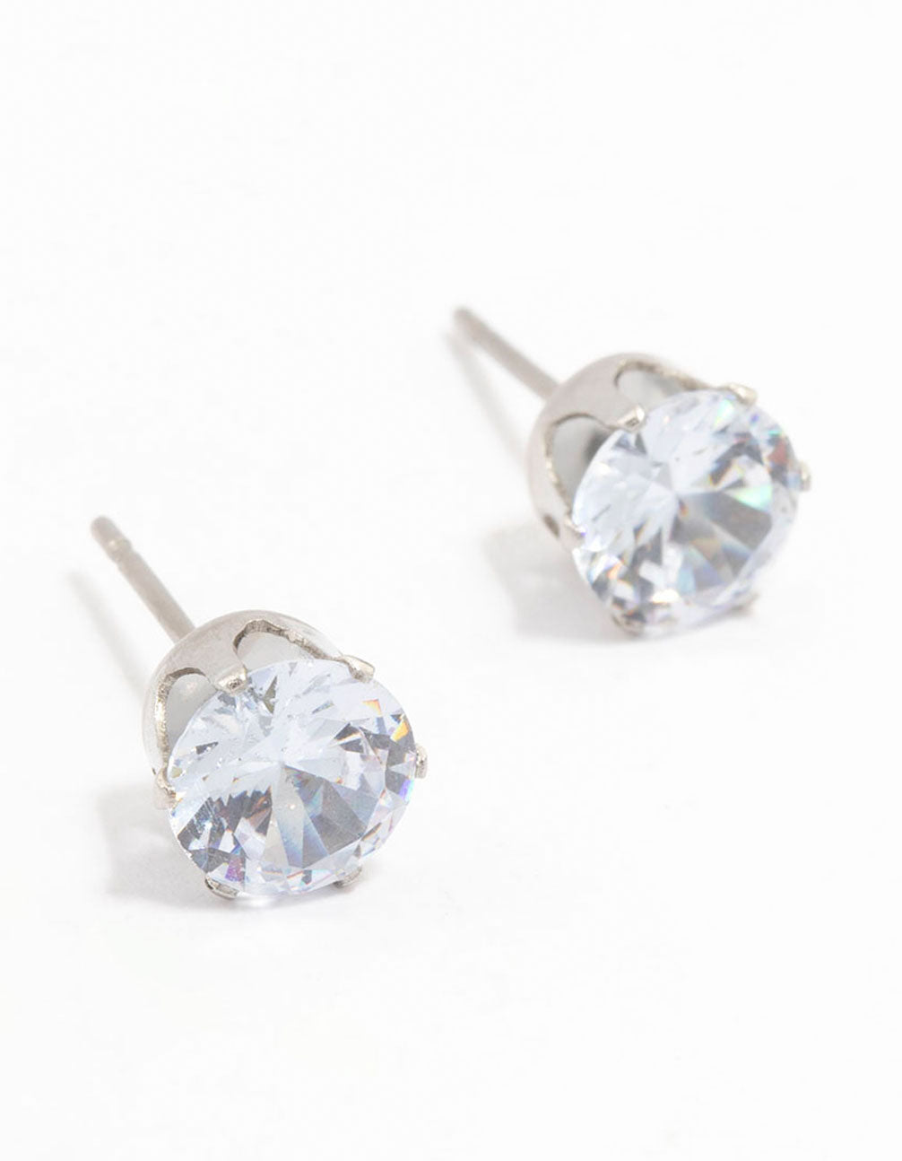 Showcasing waterproof stainless steel cubic zirconia stud earrings 7mm featuring crystal front view