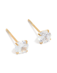 Waterproof Gold Plated Stainless Steel Cubic Zirconia Stud Earrings 5 MM - link has visual effect only
