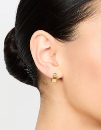 Waterproof Gold Plated Stainless Steel Wide Huggie Earrings - link has visual effect only