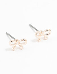 Rose Gold String Bow Stud Earrings - link has visual effect only