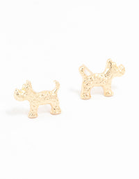 Gold  Hammered Dog Stud Earrings - link has visual effect only
