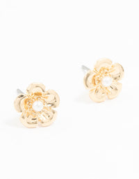 Gold Pearl Flower Stud Earrings - link has visual effect only