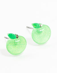 Plastic Apple Stud Earrings - link has visual effect only