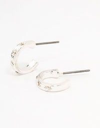 Silver Diamante Star Huggie Earrings - link has visual effect only