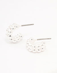 Silver Double Row Ball Huggie Earrings - link has visual effect only