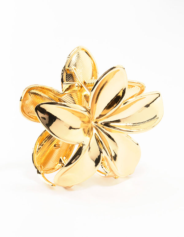 Gold Metal Hibiscus Flower Claw Clip