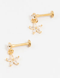 Gold Plated Surgical Steel Flower Drop Flat Backs 2-Pack - link has visual effect only