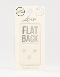 Gold Plated Surgical Steel Flower & Baguette Flat Backs 3-Pack - link has visual effect only