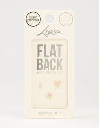 Gold Plated Surgical Steel Butterfly & Flower Flat Backs 3-Pack - link has visual effect only