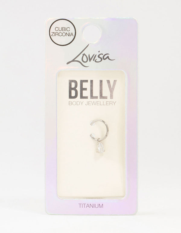 Titanium Pear Drop Ring Belly Ring