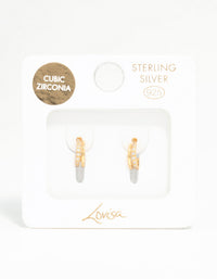 Gold Plated Sterling Silver Double Hoop Earrings - link has visual effect only