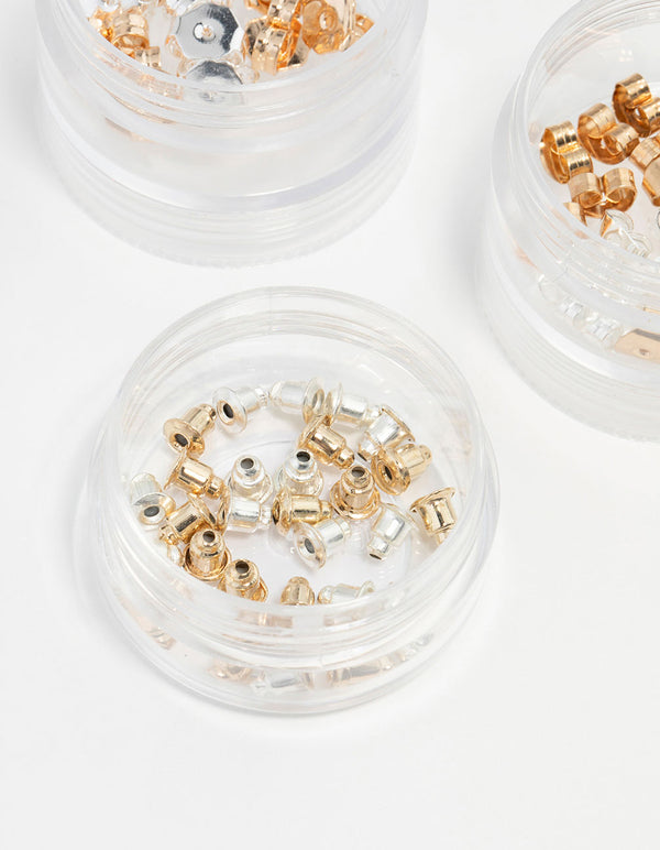 Mixed Gold & Silver 3 Tubs Earring Backs