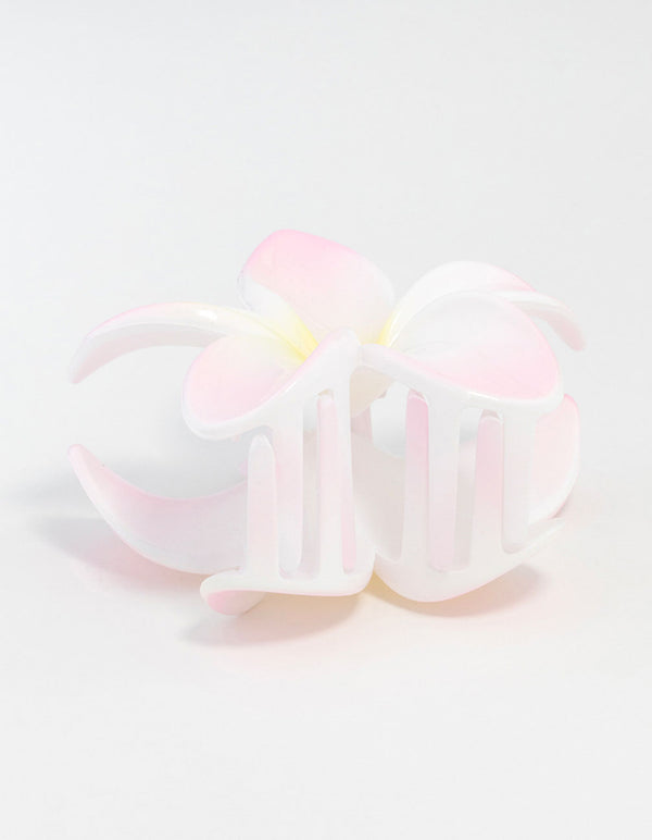 White  Frangipani Flower Claw Clip