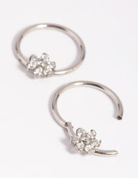 Surgical Steel Small Flower Hoop Earrings - link has visual effect only