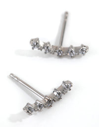 Surgical Steel Cubic Zirconia Crawler Stud Earrings - link has visual effect only
