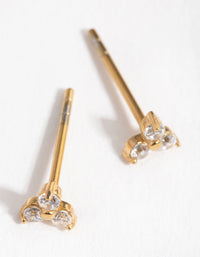 Gold Plated Surgical Steel Cubic Zirconia Trio Cluster Stud Earrings - link has visual effect only