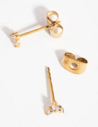 Gold Plated Surgical Steel Cubic Zirconia Trio Cluster Stud Earrings - link has visual effect only