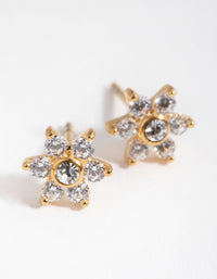 Gold Plated Surgical Steel Cubic Zirconia Flower Stud Earrings - link has visual effect only