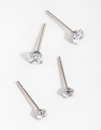 Surgical Steel Graduating Cubic Zirconia Stud Earrings 2-Pack - link has visual effect only