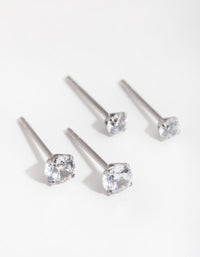 Surgical Steel Graduating Cubic Zirconia Stud Earrings 2-Pack - link has visual effect only