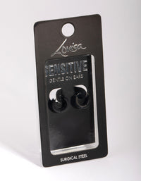 Black Coated Surgical Steel Wide Huggie Earrings - link has visual effect only