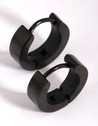 Black Coated Surgical Steel Wide Huggie Earrings - link has visual effect only