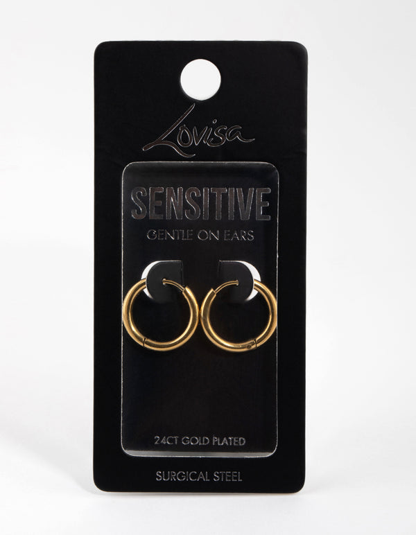 Gold Plated Surgical Steel Medium Polished Hoop Earrings